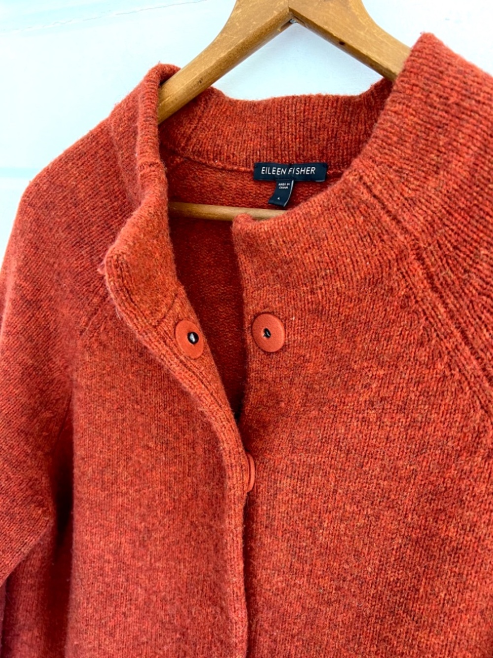 EILEEN FISHER 100% Wool Cardigan/Coat in Heather Rust - L - Picture 2 of 8